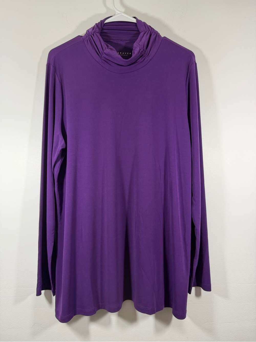 Susan Graver Purple Long-Sleeve Turtleneck Top